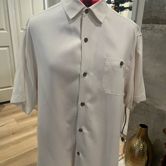 Tommy Bahama White Burn Graphic Men's Shirt - 100% Silk - Size XL - Picture 4 of 11